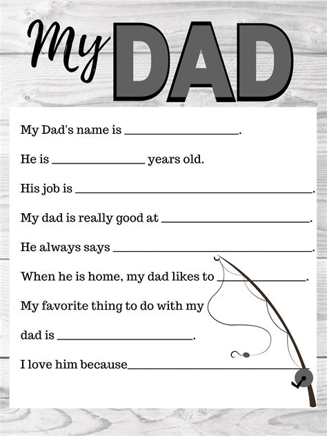 About My Dad Printable